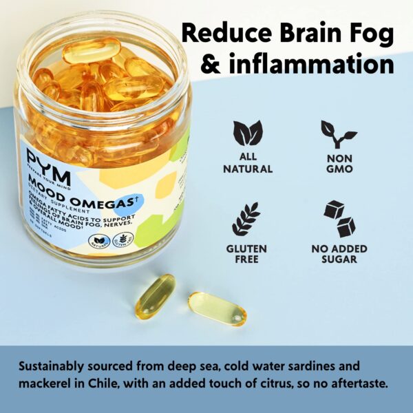 Frasco Omega-3 PYM Health en estante