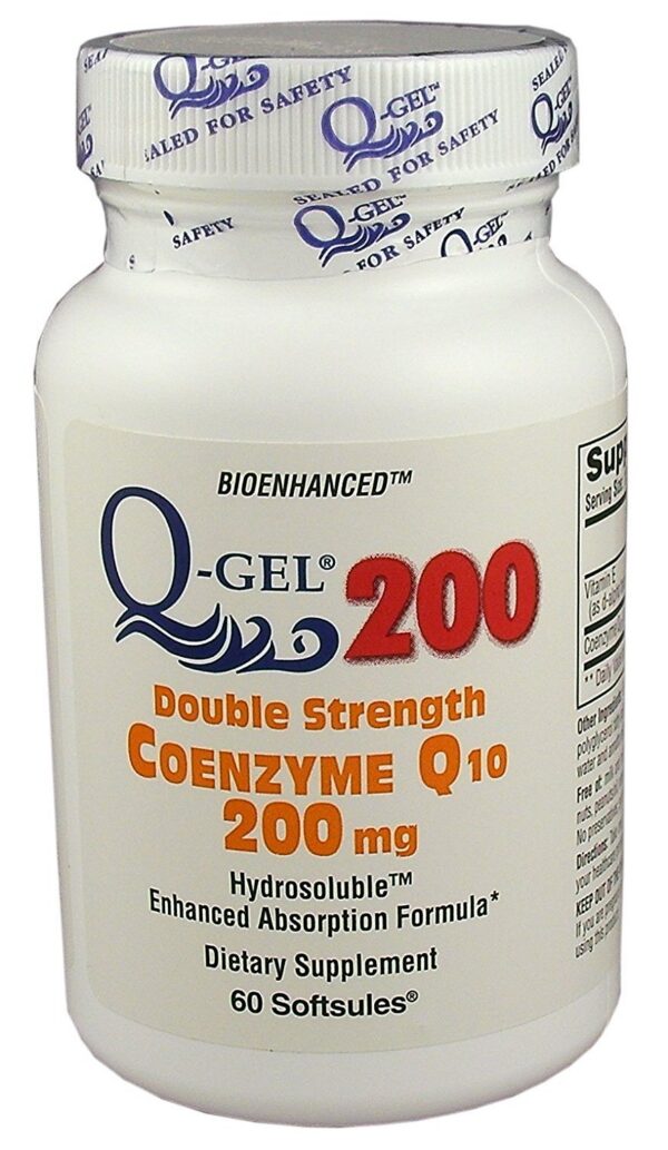 Q-Gel CoQ10 frasco y etiqueta