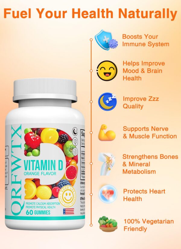 Gomitas naranja de Vitamina D2 detalle