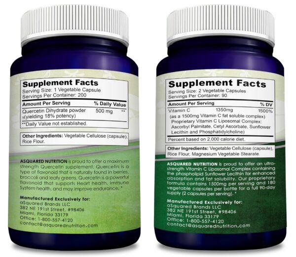 Version 1.0.0 Frasco y cápsulas del conjunto Quercetina+Vitamina C