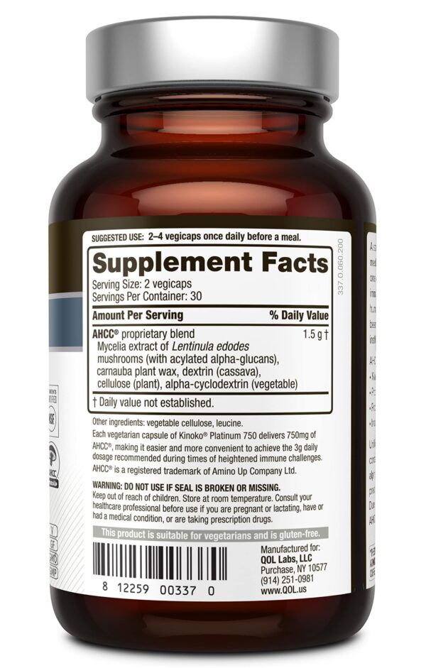 Detalle de etiqueta Kinoko AHCC