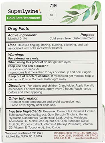 Crema de lisina Quantum Health etiqueta lateral