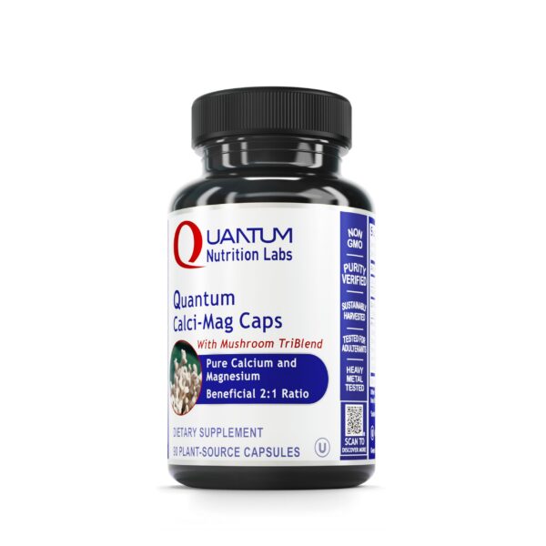 Version 1.0.0 Quantum Nutrition Calci-Mag Caps frasco y etiqueta