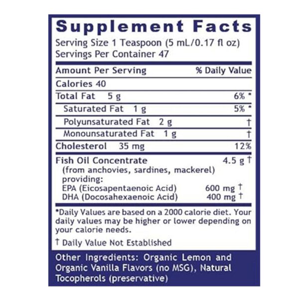 Frasco con limón sabor omega-3