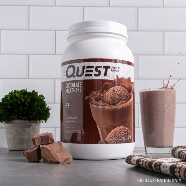 Vista lateral del envase Quest Milkshake