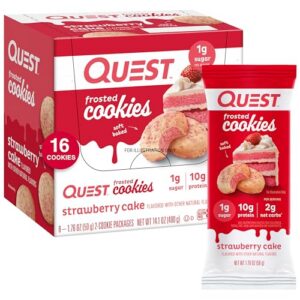Quest Frosted Cookies Strawberry Cake frente empaque