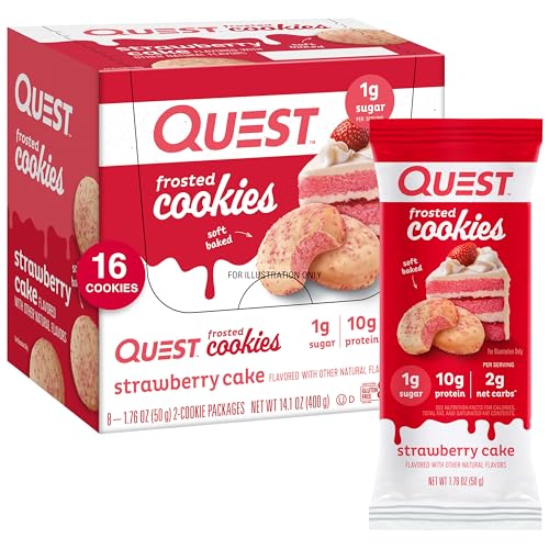 Quest Frosted Cookies Strawberry Cake frente empaque
