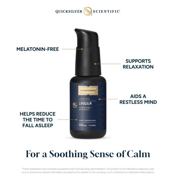 Etiqueta suplemento Quicksilver Scientific LipoCalm para sueño y calma