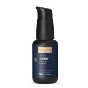 Frasco de LipoCalm Quicksilver Scientific con GABA y hierbas para relajación