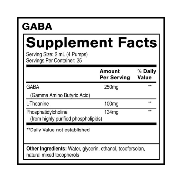 Etiqueta del producto Quicksilver liposomal GABA + L-Theanine