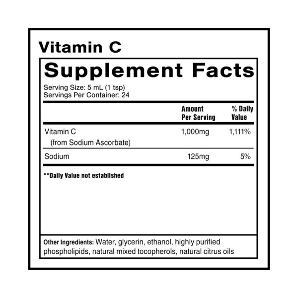 Etiqueta frontal de Quicksilver Liposomal Vitamin C