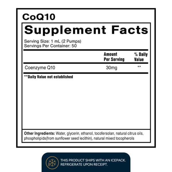 Version 1.0.0 Etiqueta frontal del frasco CoQ10 nanoemulsión