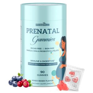 Gomitas prenatales Quorinthiumax frente a la botella