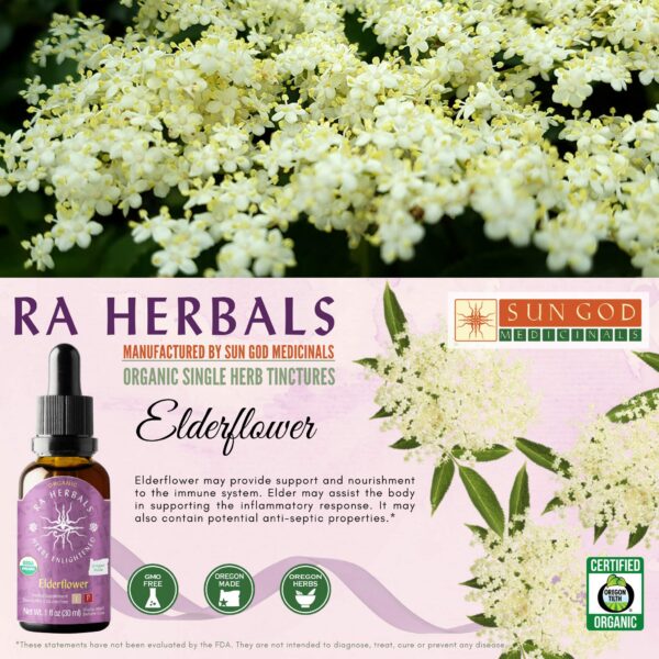 Ra Herbals extracto de flor de saúco orgánico botella 1 onza