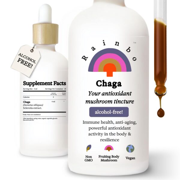 Rainbo tintura hongo chaga botella 3.4 onzas