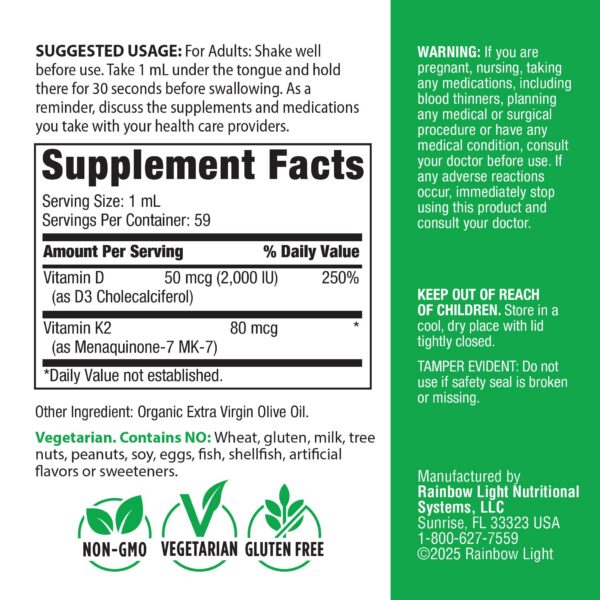 Version 1.0.0 Etiqueta Rainbow Light D3 y K2 MK7