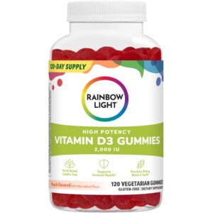 Version 1.0.0 Rainbow Light gomitas vitamina d3 sabor durazno paquete