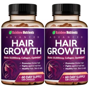 Frente del empaque de Rainbow Nutrients Hair Growth vitamins
