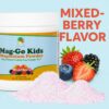 Raise Them Well Mag-Go Kids polvo magnesio bayas etiqueta
