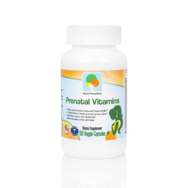 Etiqueta de vitaminas prenatales con ingredientes
