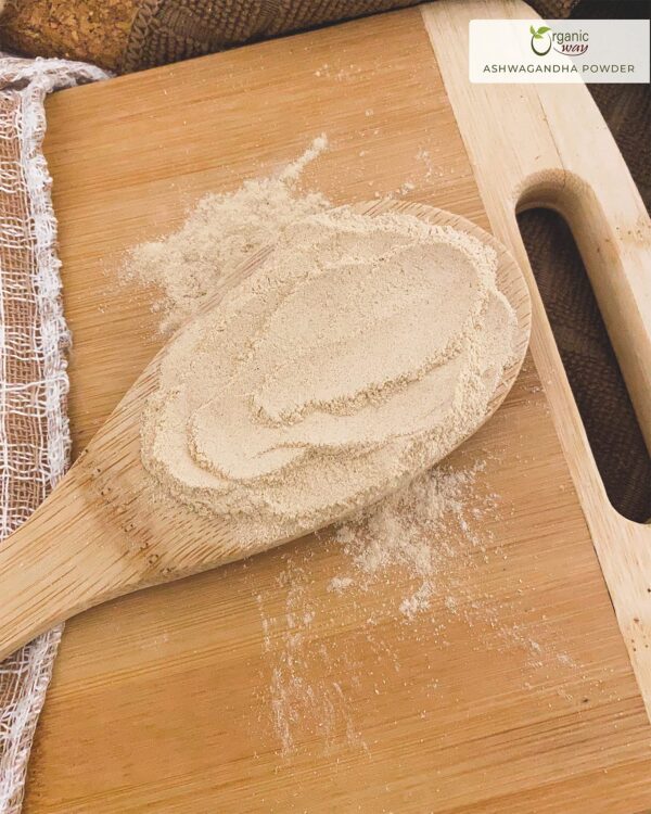 Raíz de Ashwagandha polvo natural en envase kosher