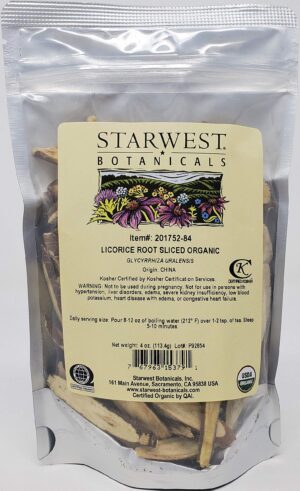 Raíz de regaliz orgánica laminada Starwest Botanicals paquete 4 oz