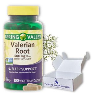 Frasco de cápsulas de raíz de valeriana veganas 500mg Fusion Shop