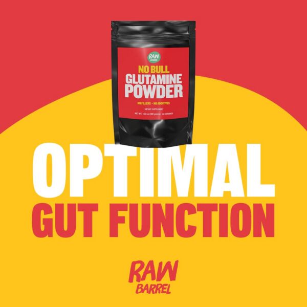 Etiqueta de producto Raw Barrel L-Glutamina No Bull