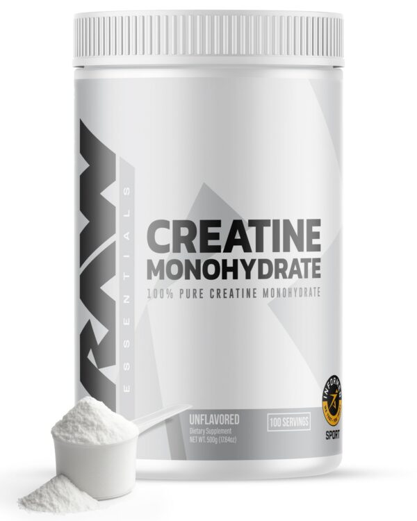 Frente del envase RAW Nutrition Creatine Monohydrate Powder