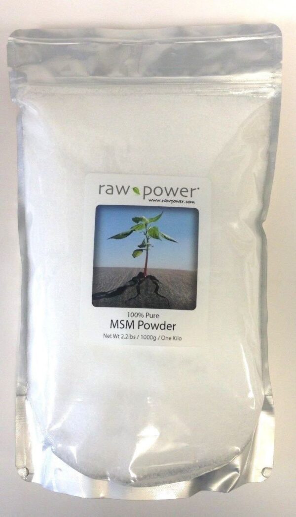 Version 1.0.0 Polvo MSM Raw Power en frasco