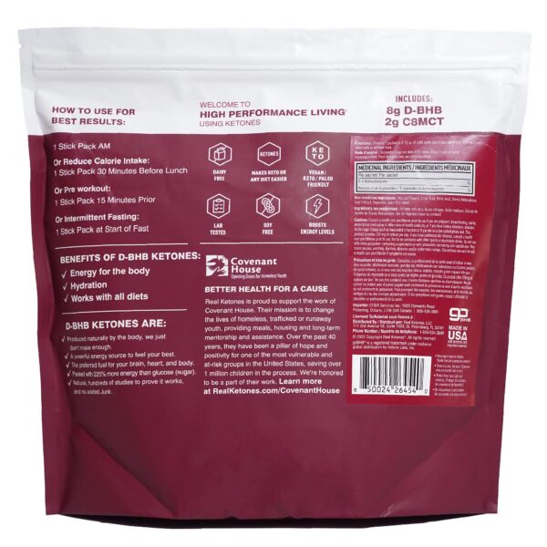 Real Ketones drink mix etiqueta trasera