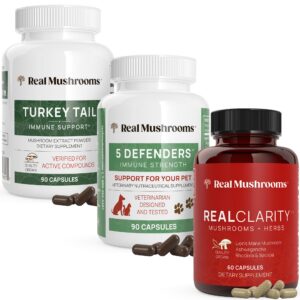 Paquete Real Mushrooms RealClarity y 5 Defenders con cápsulas