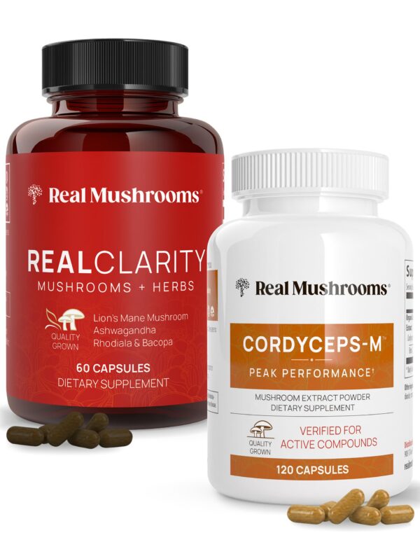 Real Mushrooms RealClarity y Cordyceps cápsulas bundle