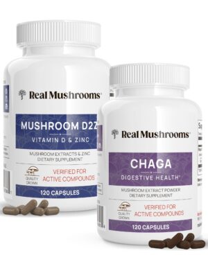 Paquete de vitamina D2 zinc chaga y reishi Real Mushrooms