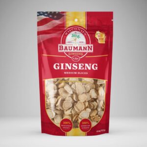 Rebanadas de ginseng americano natural Baumann Wisconsin 4 onzas