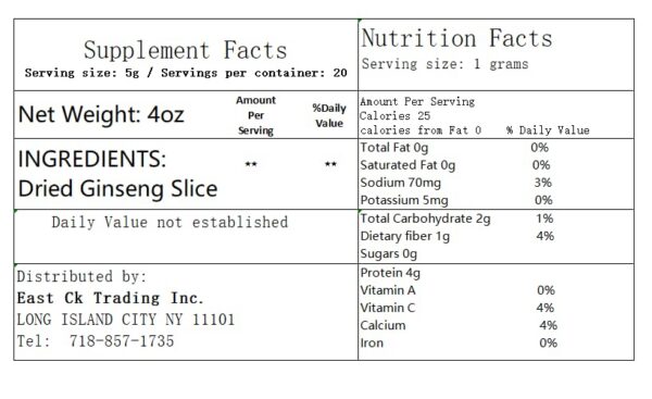 Rebanadas medianas ginseng americano greenliek grado a+