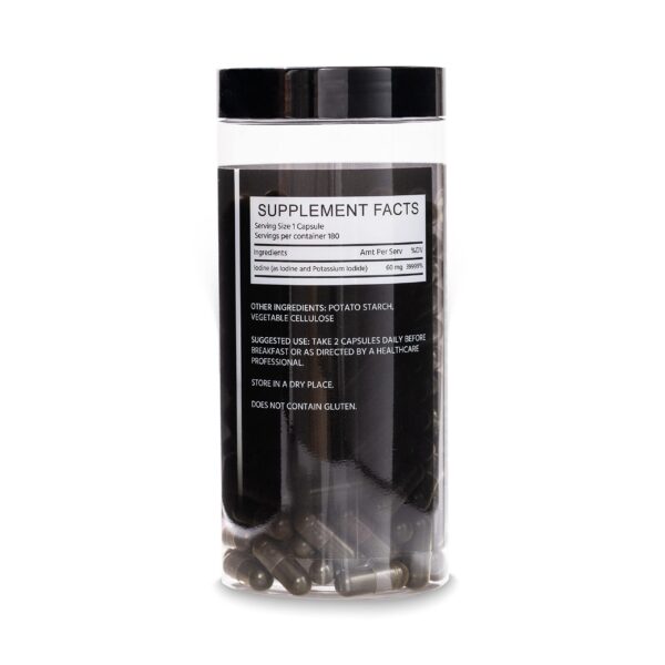 Frasco de cápsulas veganas de yodo nootrópico
