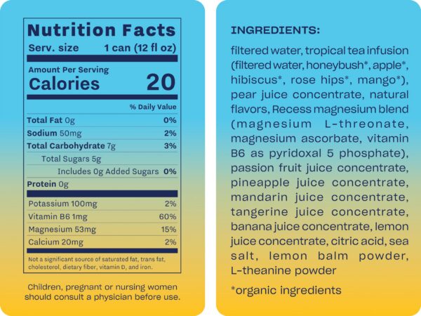 Tabla nutricional de la bebida