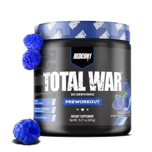 Frasco de REDCON1 Total War Pre Workout sabor Blue Raspberry