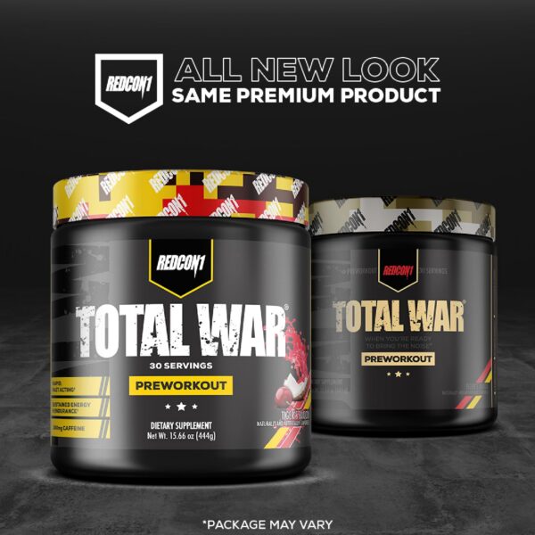Frasco de Total War Pre Workout en estante