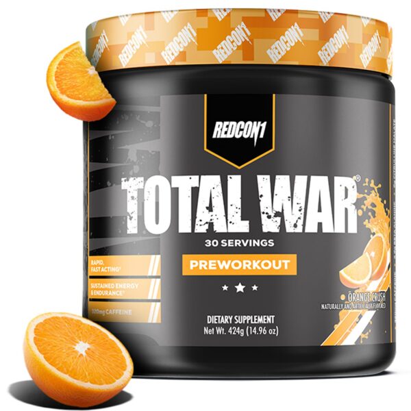 Version 1.0.0 Frente del envase REDCON1 Total War Pre Workout Rojo