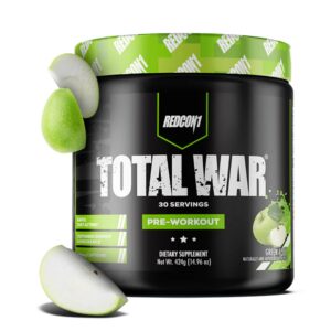 Redcon1 Total War Pre Workout botella etiqueta frontal Green Apple