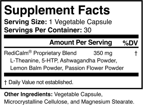 Version 1.0.0 RediCalm caja y sello GMP
