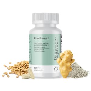 Frasco de suplemento prebiótico Rejuveen Previtalean para mujeres