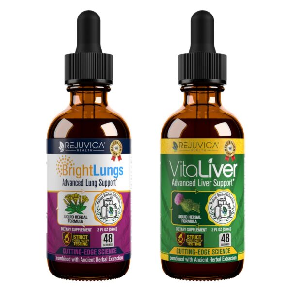 Paquete Rejuvica Health Bright Lungs y Vitaliver conjunto detox