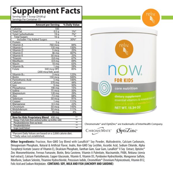 Version 1.0.0 Etiqueta de nutrición y sabor vainilla