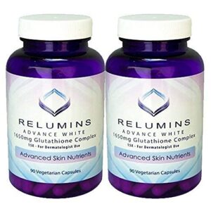 Relumins Glutathion Complejo frasco y cápsulas