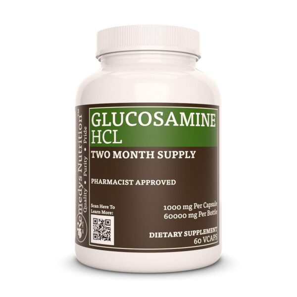 Frasco de glucosamina HCL 1000 mg Remedy's Nutrition