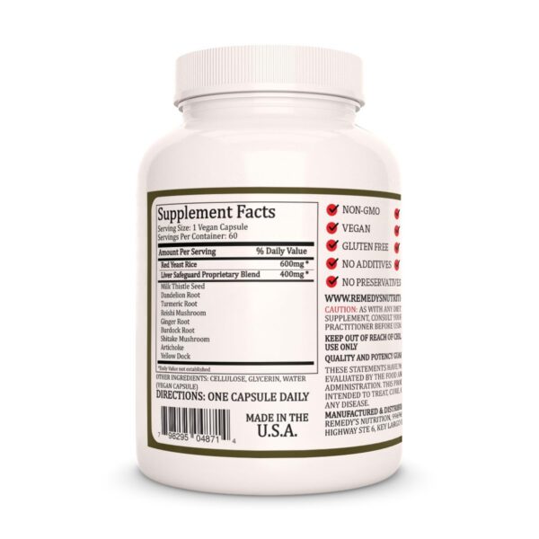 Etiqueta frontal remedio nutrición arroz de levadura roja