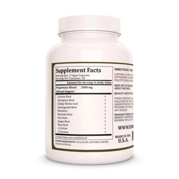 Remedy’s Nutrition etiqueta del frasco herbales veganas